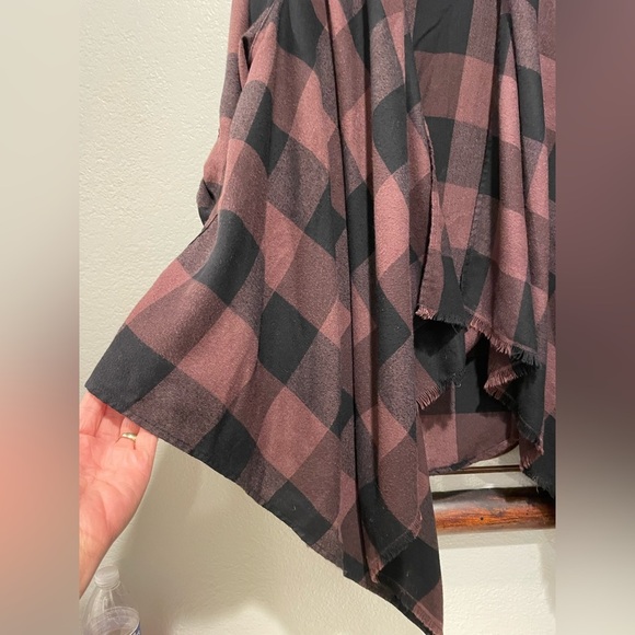 Knox Rose cascading open black and brown checkered shirt size medium - Picture 4 of 7